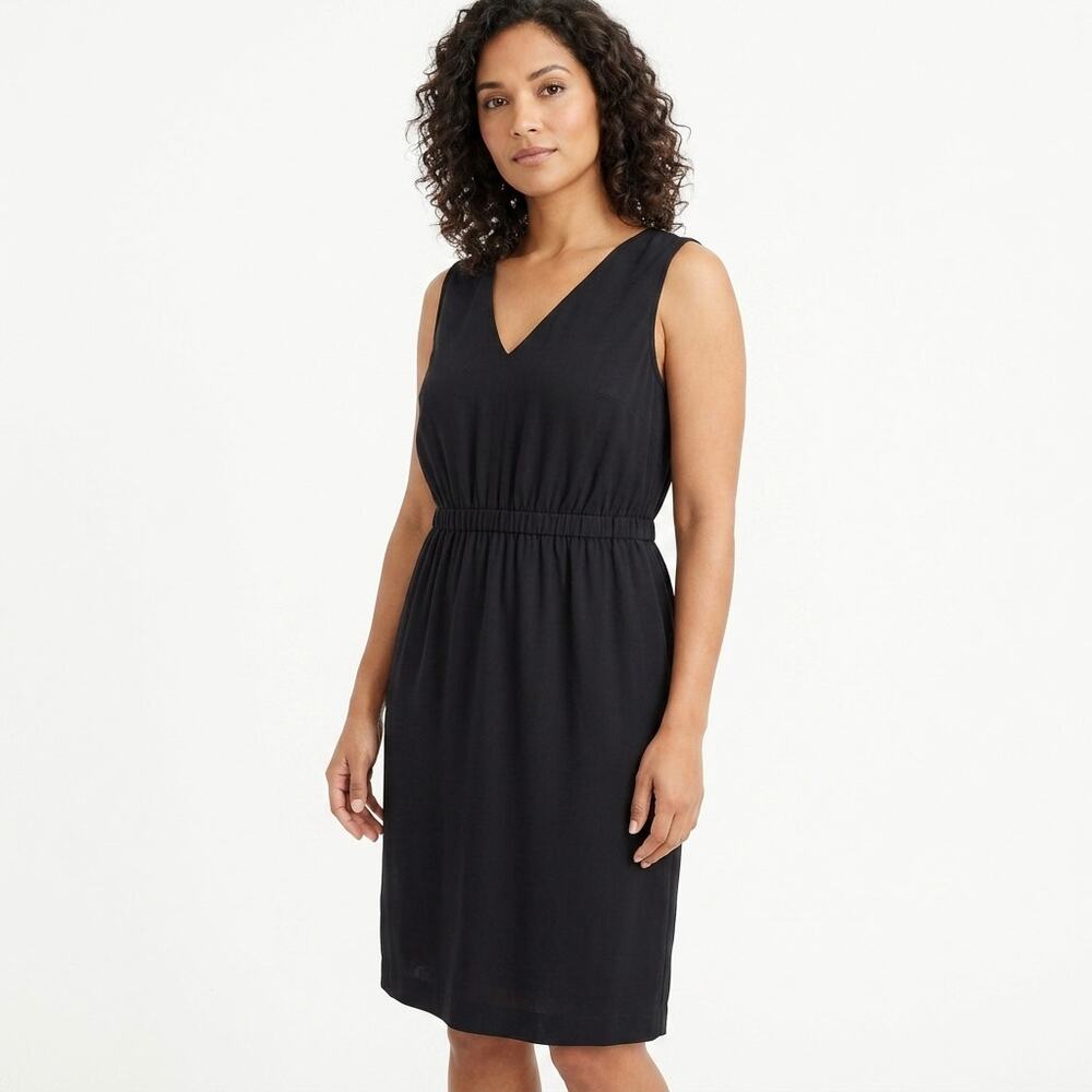 NWT ANN TAYLOR Black Knee Length Lightweight Dress Women Size 10 - Picture 1 of 12